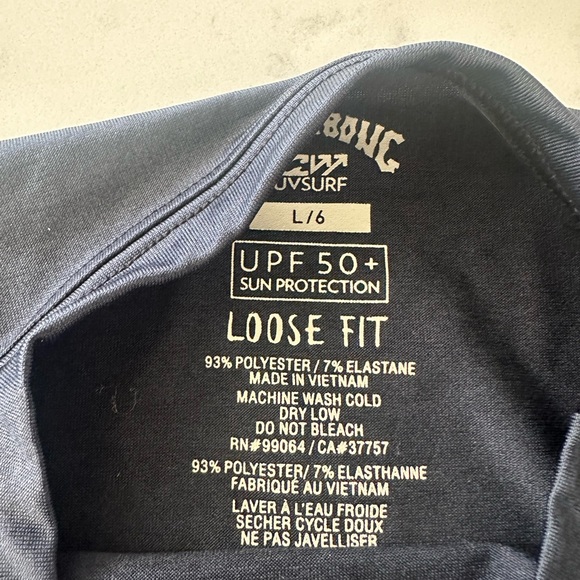 BILLABONG Kids Size 6 Navy Blue All Day Wave Performance Long Sleeve Rashguard - Picture 6 of 9